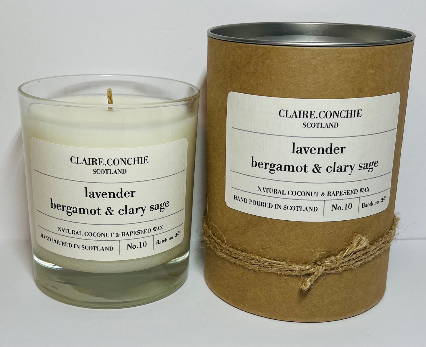 Lavender, Bergamot & Clary Sage Candle with Essential Oils