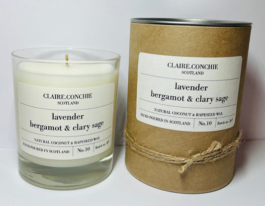 Lavender, Bergamot & Clary Sage Candle with Essential Oils
