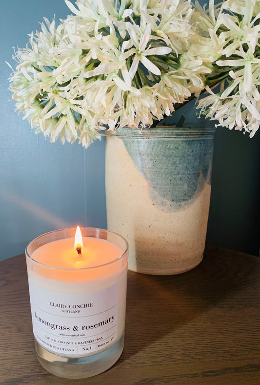 Lemongrass & Rosemary Candle with Essential Oils